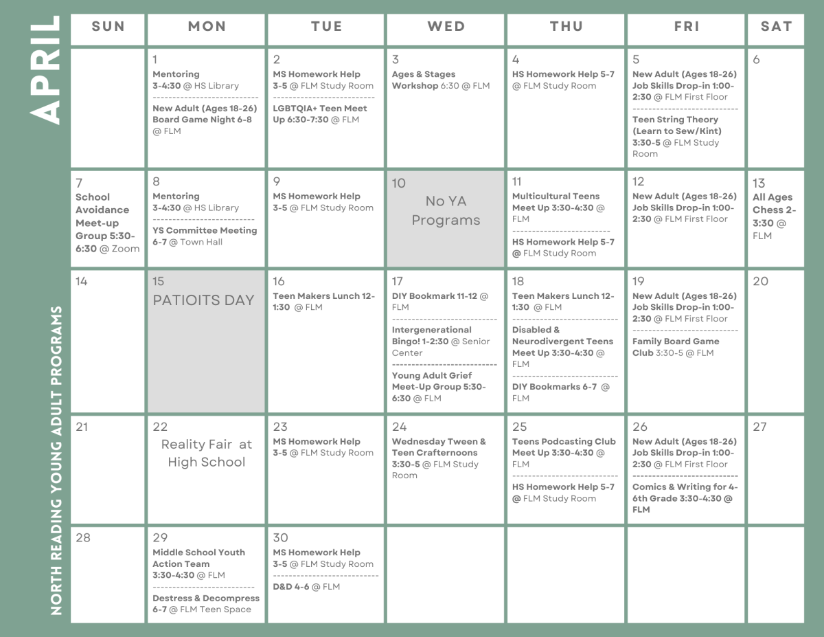 Calendar of April Programs 